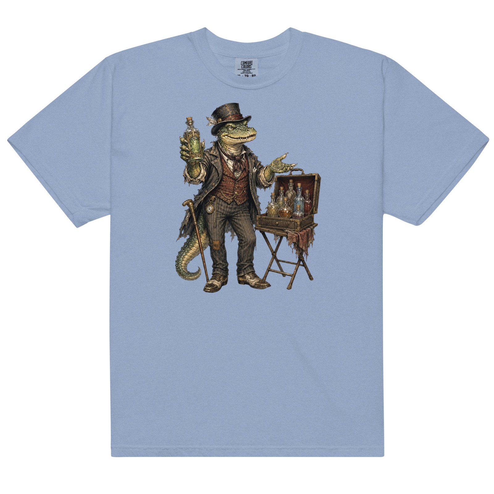 Reptilian Snake Oil Salesman Comfort T-Shirt Lizard Man Carnival Art Tee S-4XL