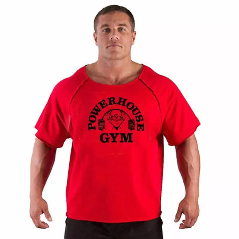 Men’s T Shirts Fitness Men Bodybuilding Shirt Batwing Sleeve Rag Shirt Gym