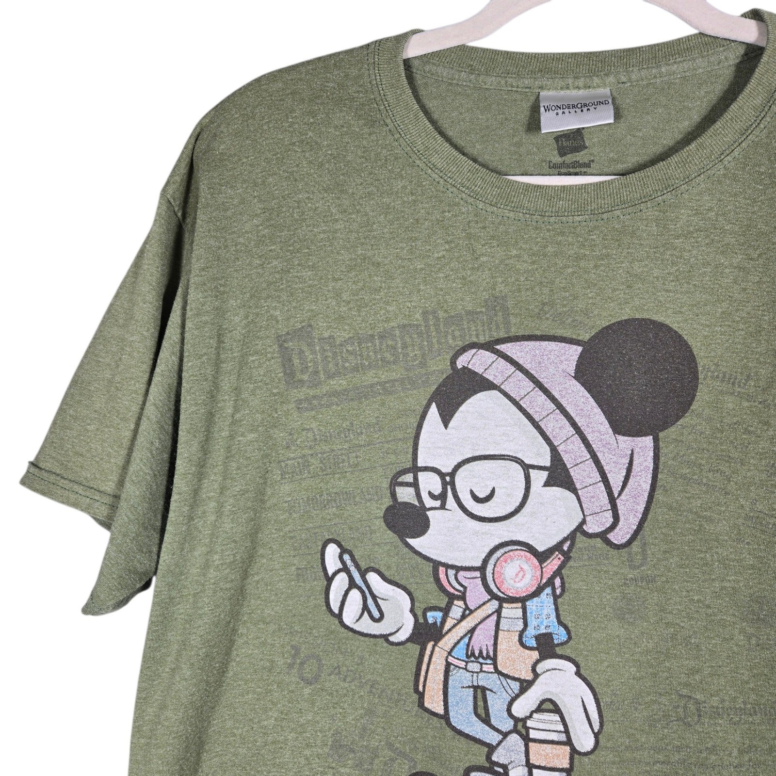 Disney WonderGround Gallery Mickey Mouse Hipster T-Shirt Medium Heather Green