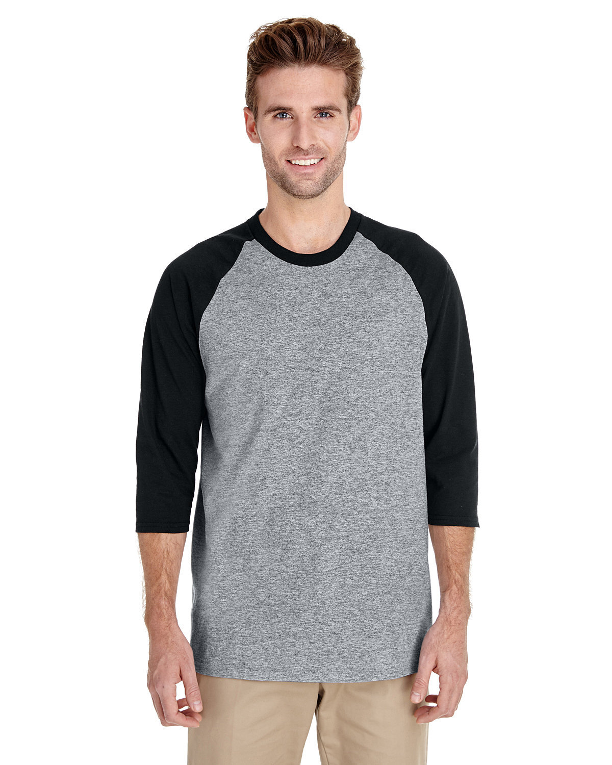 Gildan Adult Heavy Cotton Three-Quarter Raglan Sleeve Stylish Plain T Shirt G570
