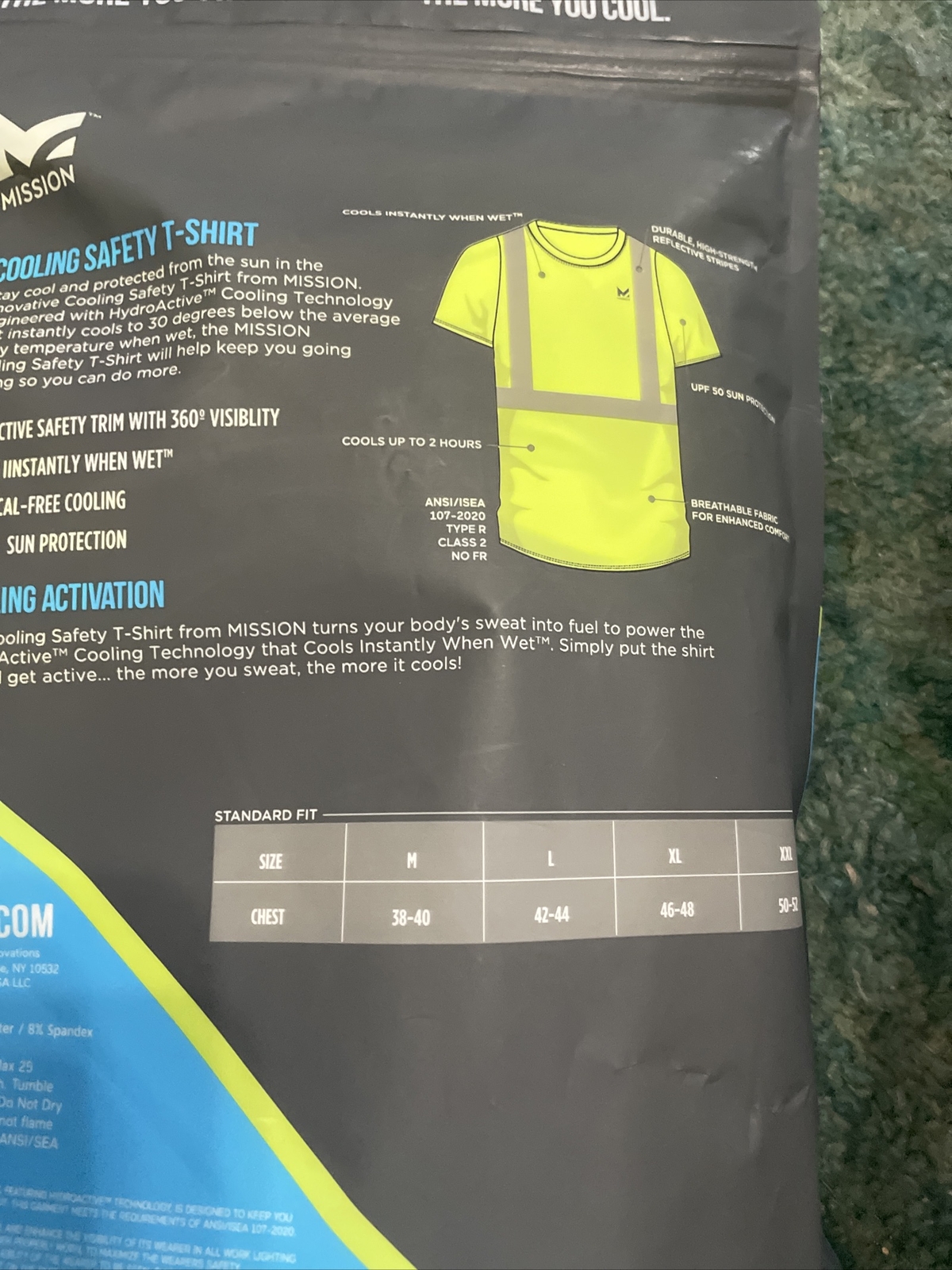 MISSION Men’s Cooling Safety System T-Shirt Sz.2XL NEW KS3-2022 Reflective COOLS