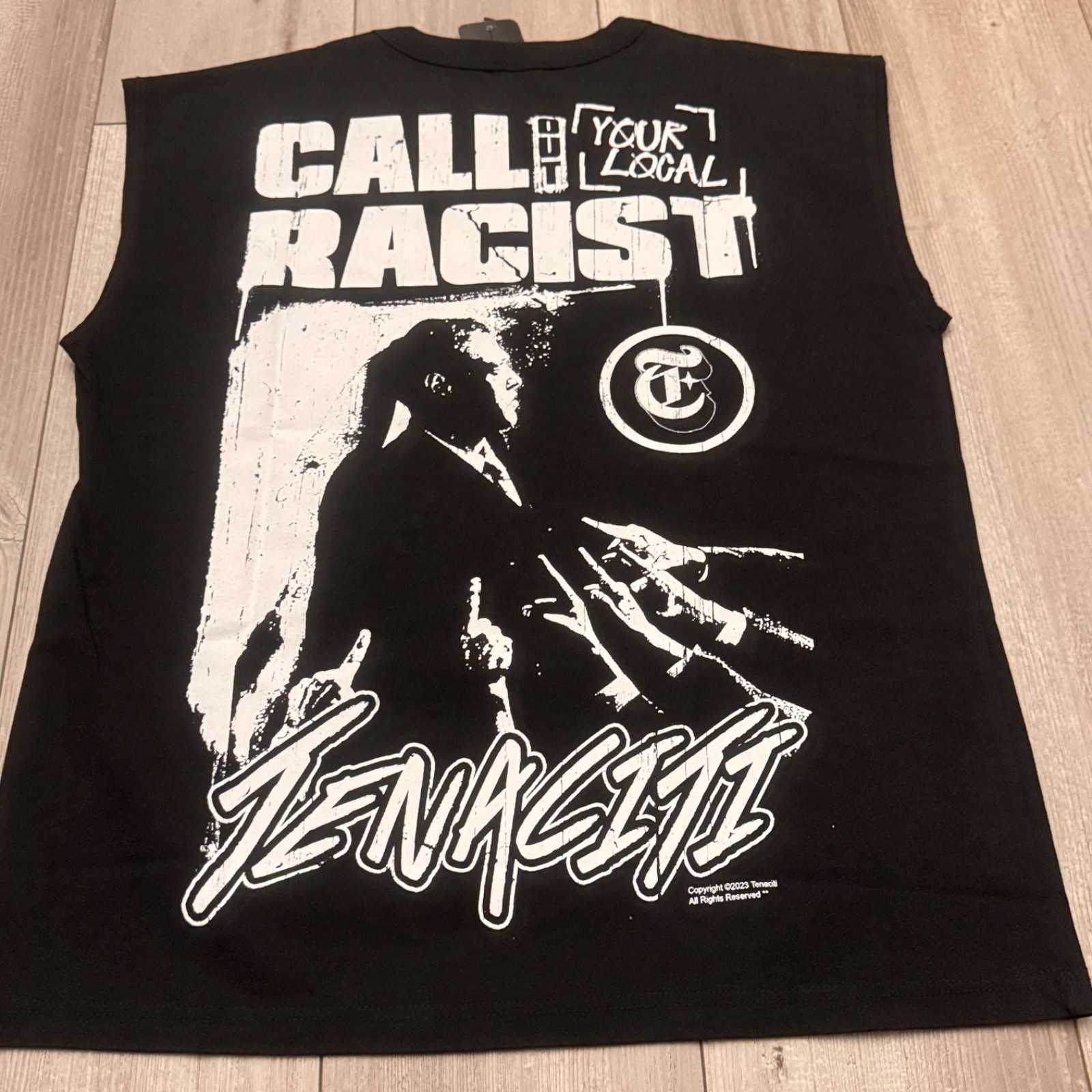 Tenaciti Studios Skull Graphic Muscle Tee M Black Call Out Racist Streetwear NW