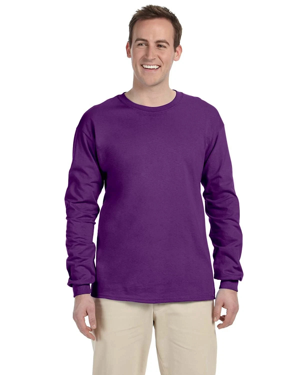 Gildan G240 Men’s Ultra Preshrunk Cotton Crew Neck Long Sleeve Tee Top T-Shirt