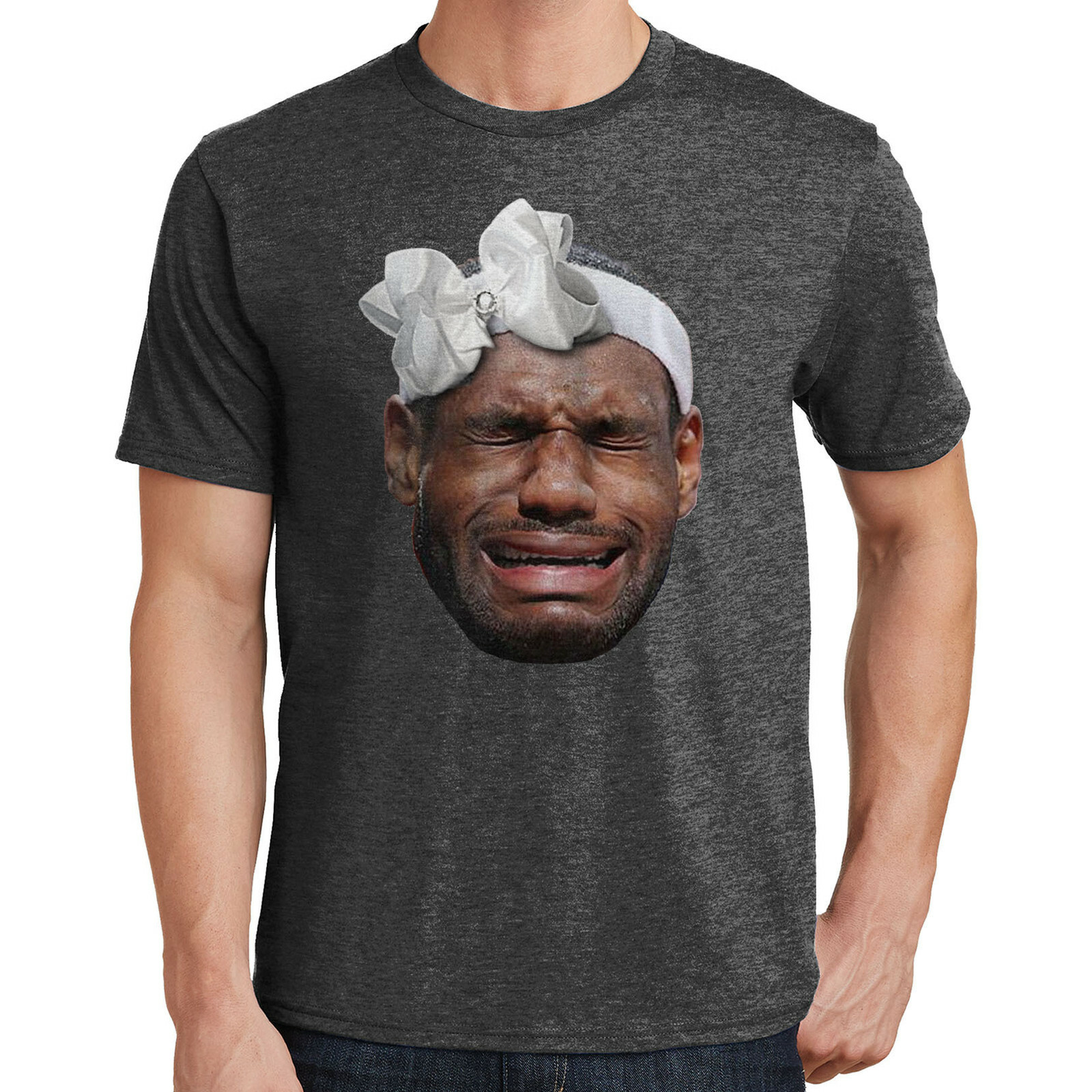 Lebron James Crying T-Shirt Wearing a Bow NBA Basketball Men Women 143