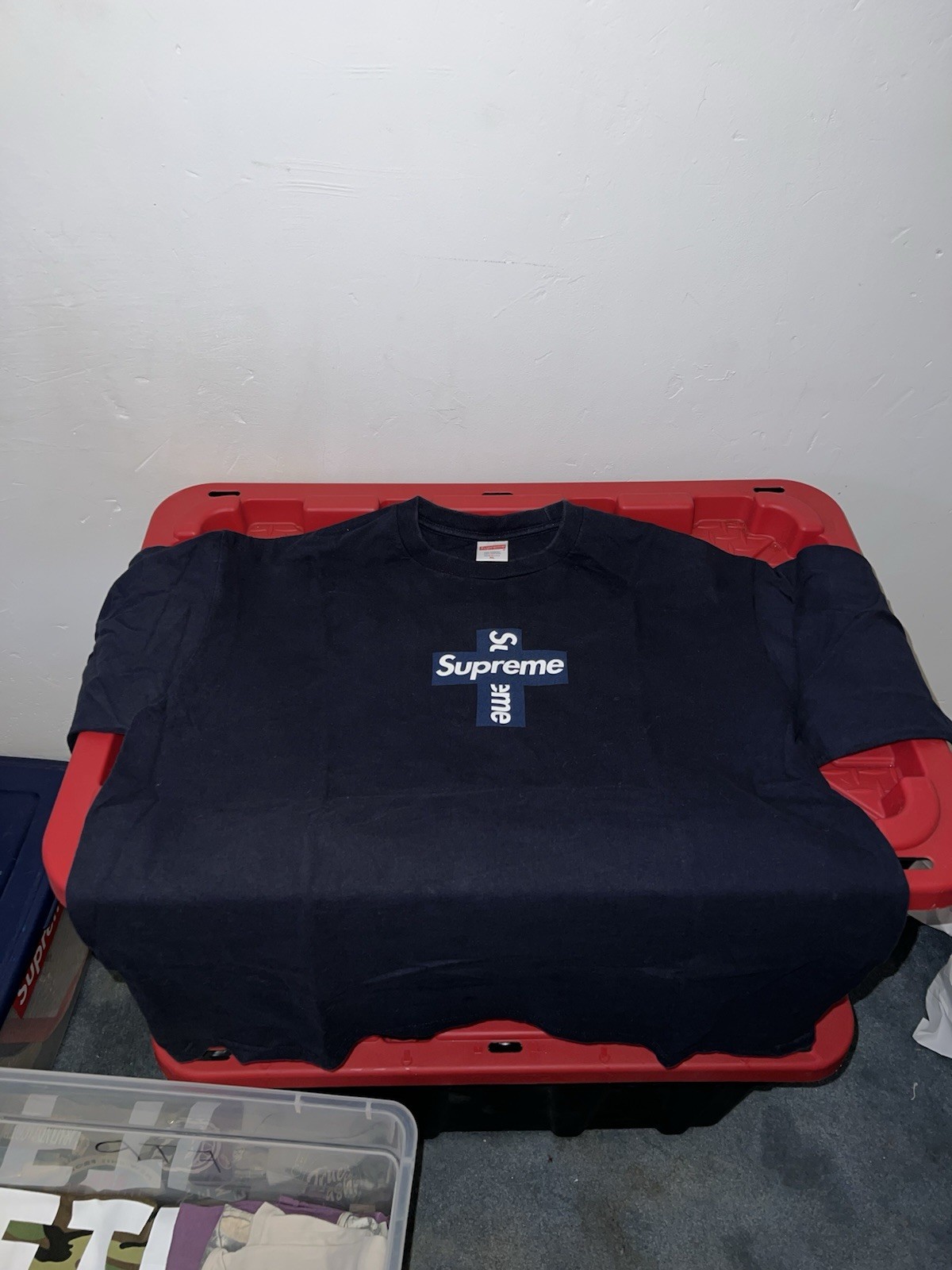 Supreme Cross Box Logo T-shirt Navy XL