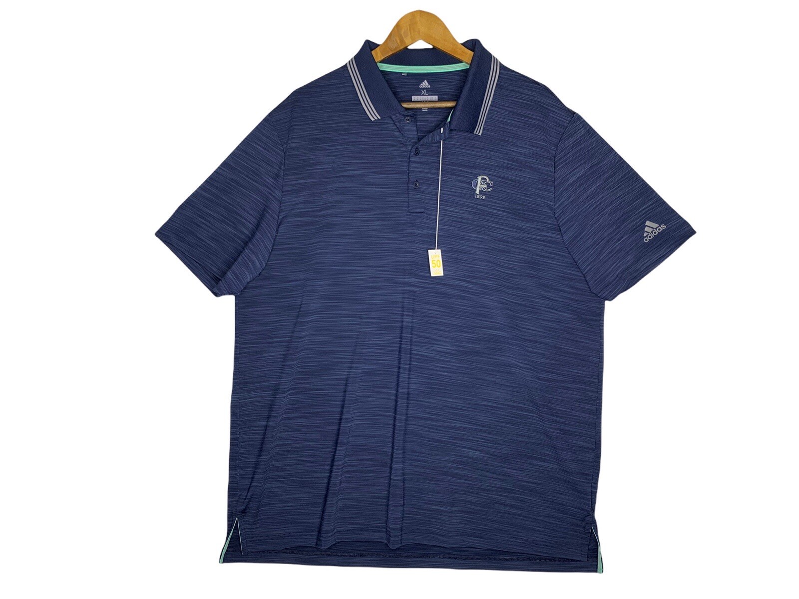 Adidas Golf Mens Heather Blue Polo Shirt UPF 50 Size XL