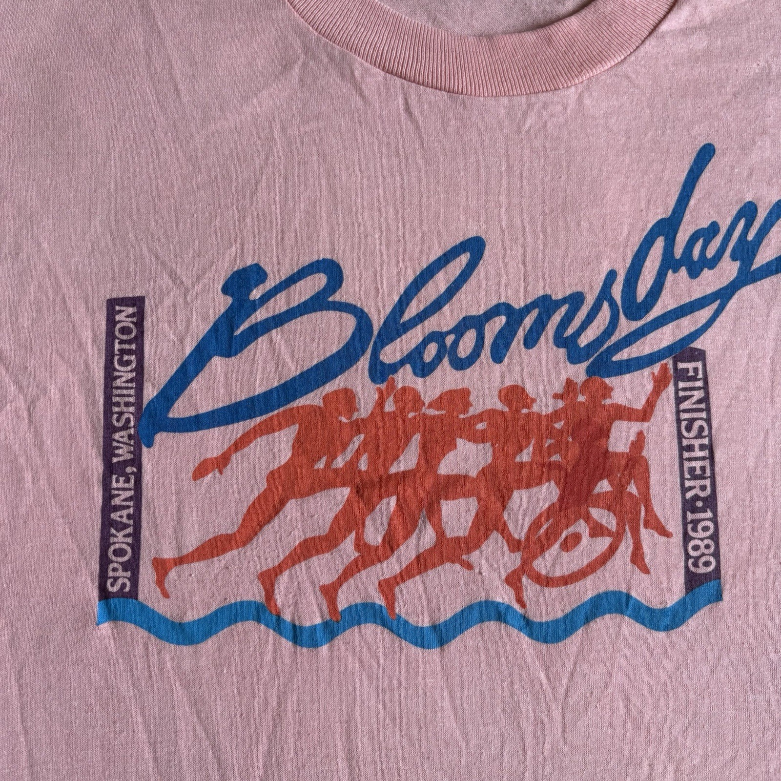Vintage 1989 Nike Bloomsday Marathon Finisher Graphic T Shirt Pink Size Medium
