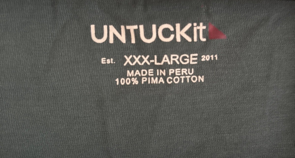 Mens UnTuckit EcoSoft Pocket Tee T Shirt Pima Cotton Crewneck Teal Sz XXX Large