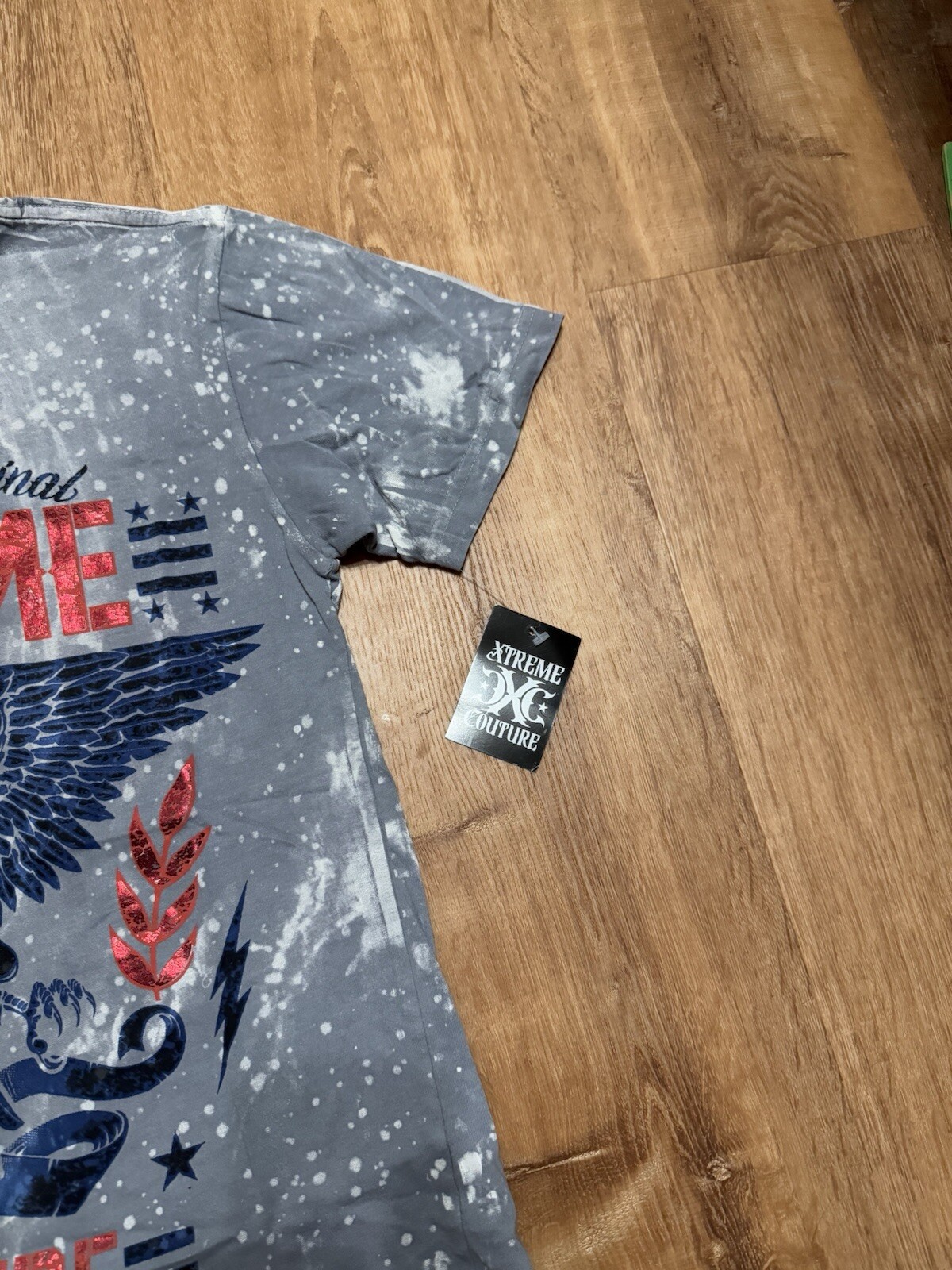 Xtreme Couture Retro Y2K American Eagle Foil Logo Double Sided Blue T-Shirt S