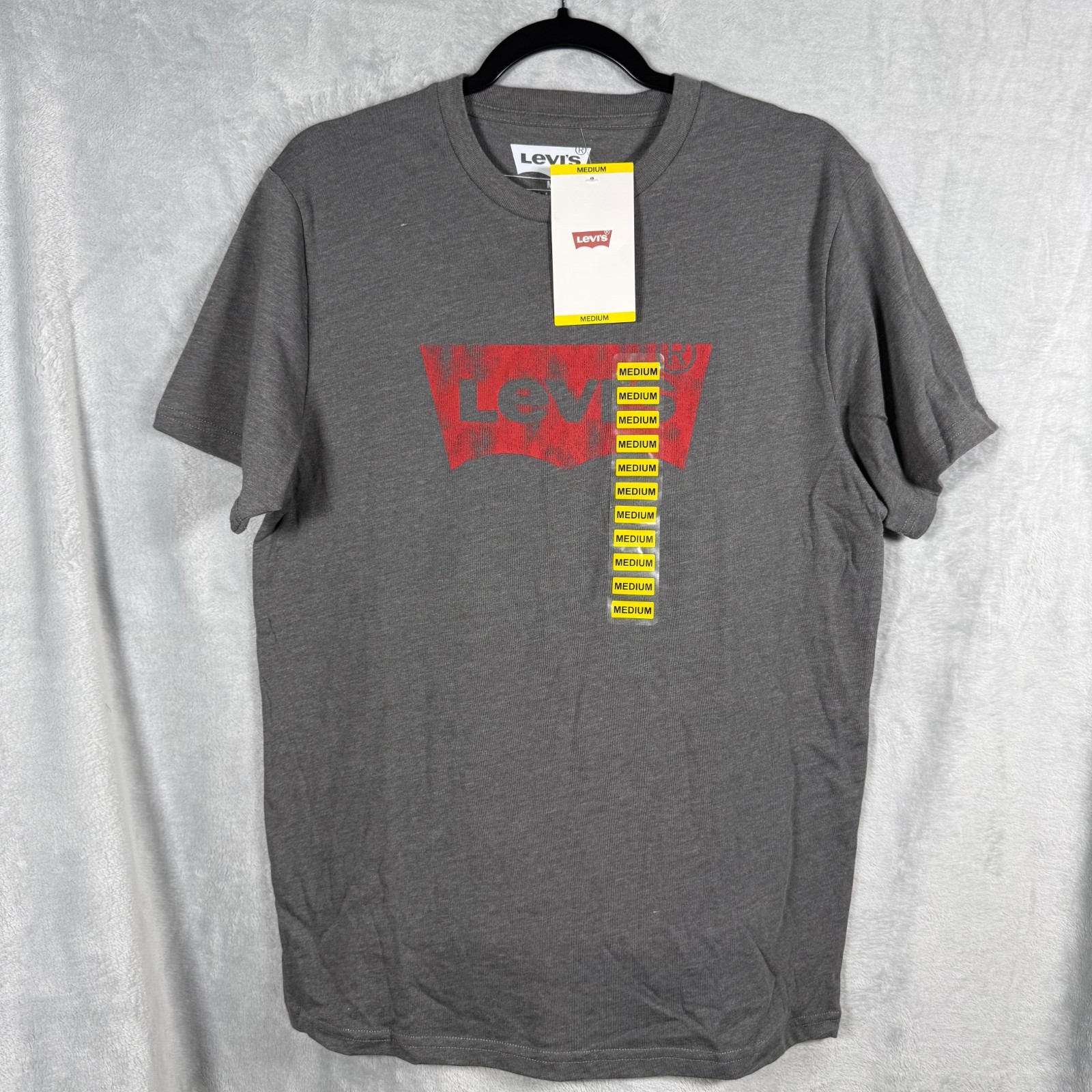 NWT LEVI’S RED FOIL BATWING MENS GRAY CREWNECK SHORT SLEEVE T-SHIRT M