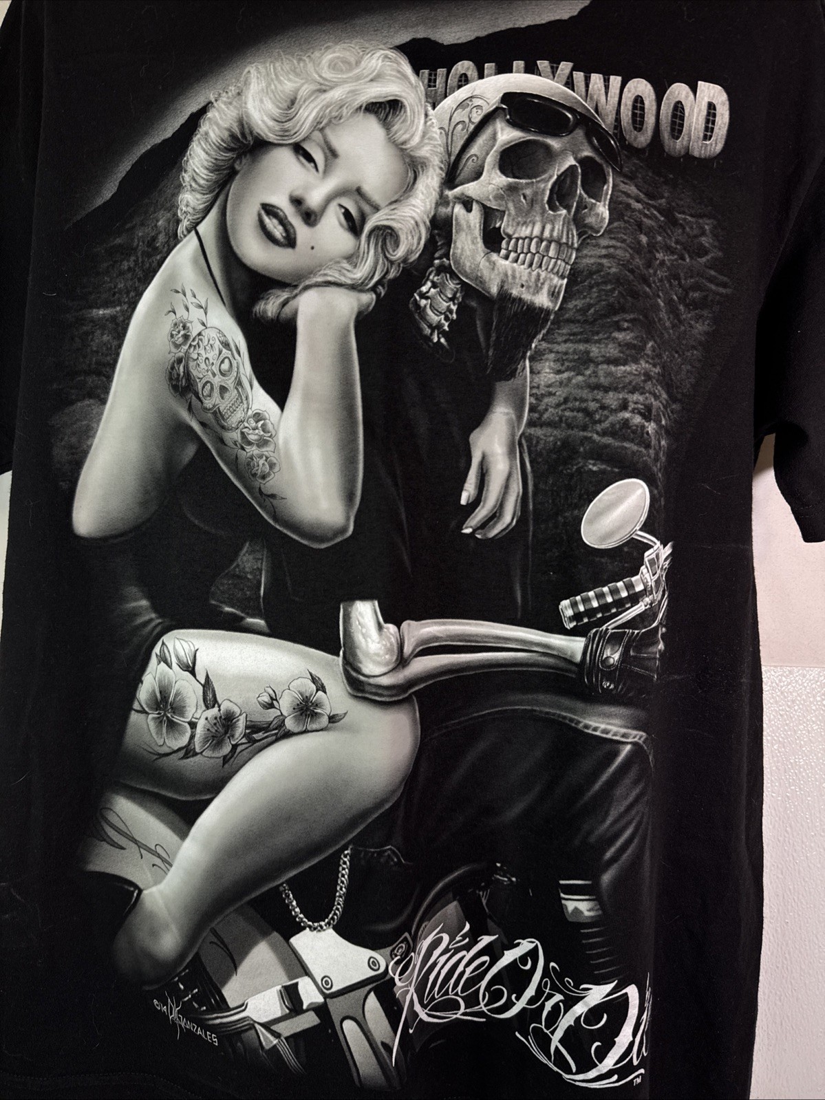 DGA, David Gonzales Art, “Ride or Die”, Ink Men’s Cotton Tee Shirt Size XL