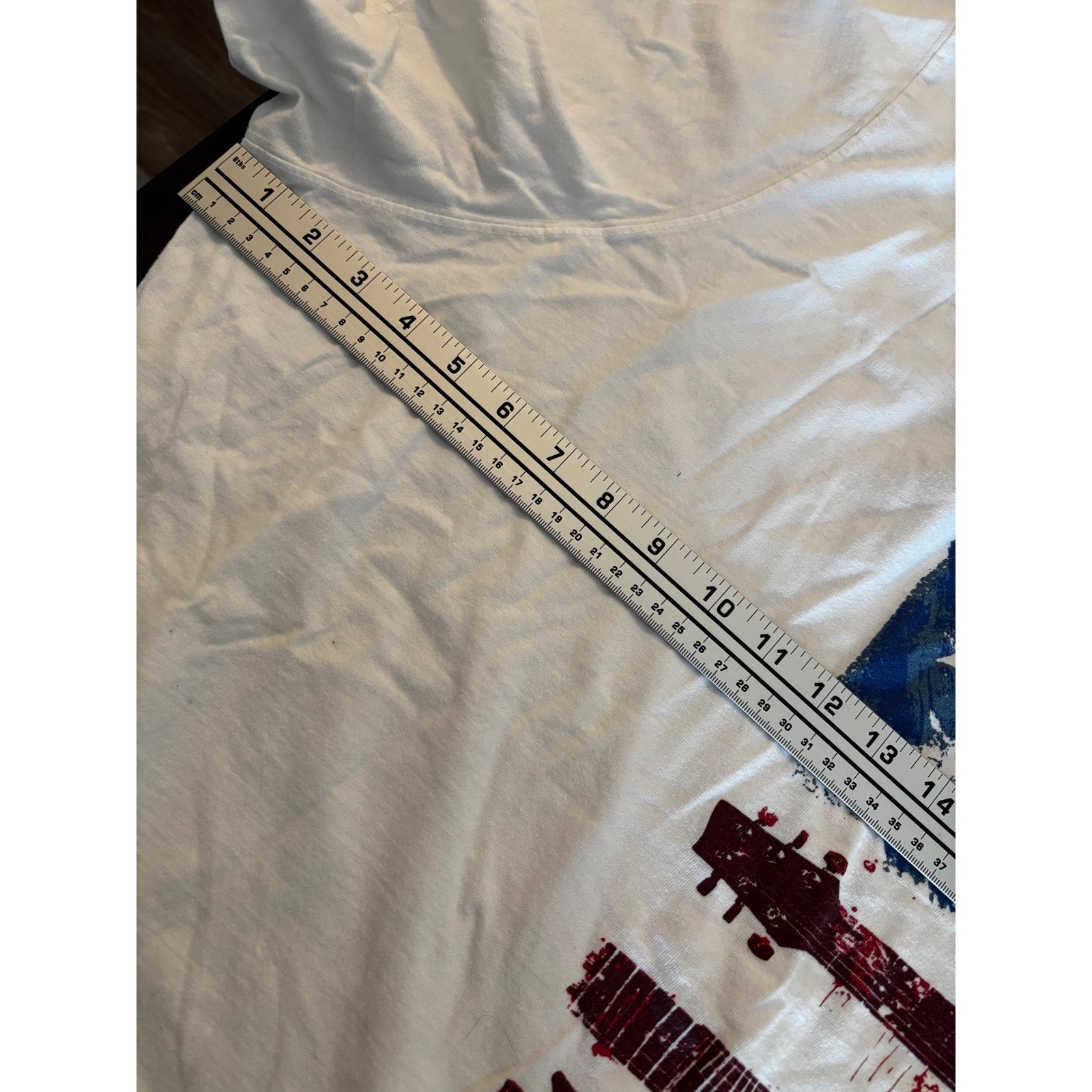 KingSize Mens 8XL White Guitar American Flag Graphic T-Shirt Big and Tall Cotton