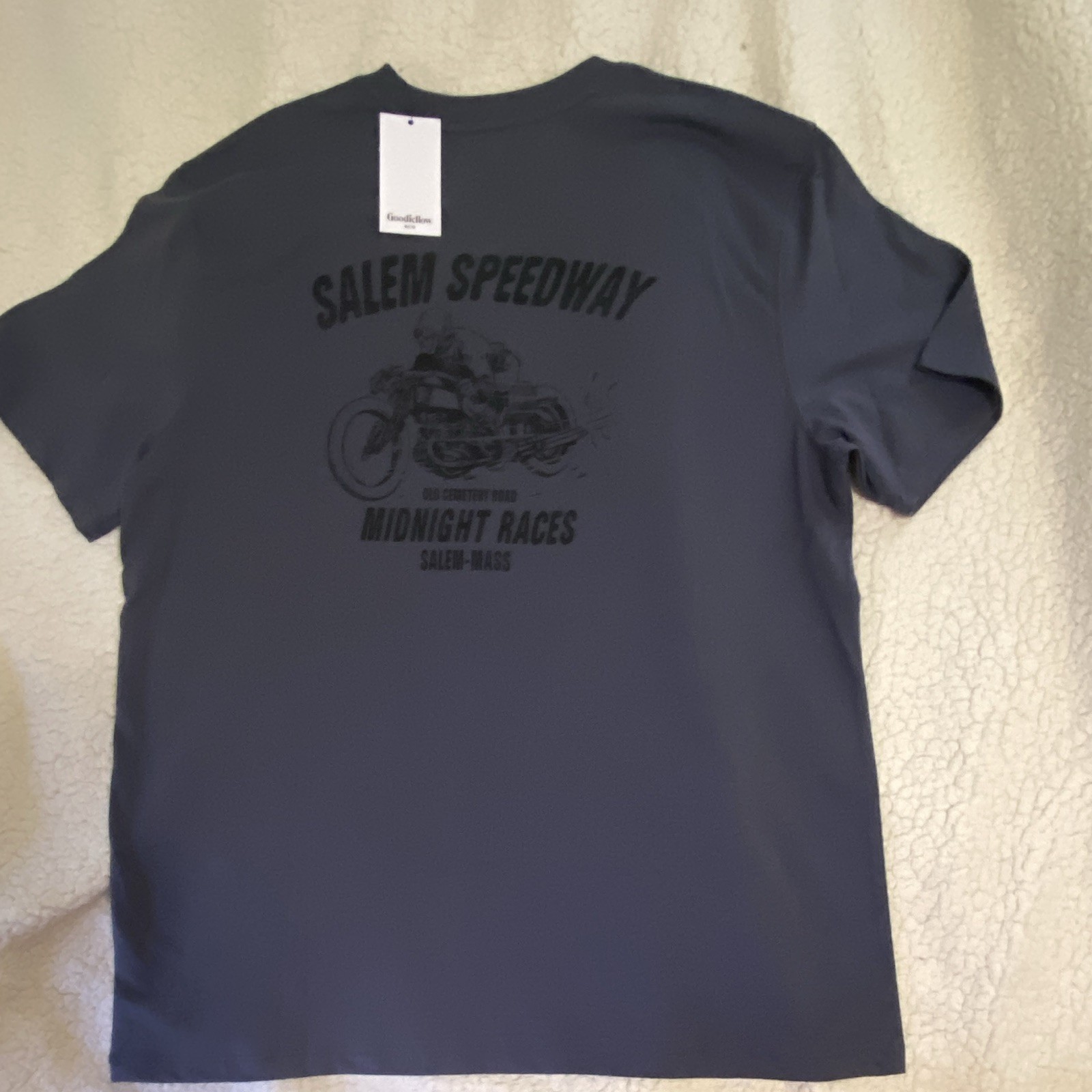Goodfellow & Co Men’s Blue Racing Motorcycle Graphic Crew Neck T-Shirt L