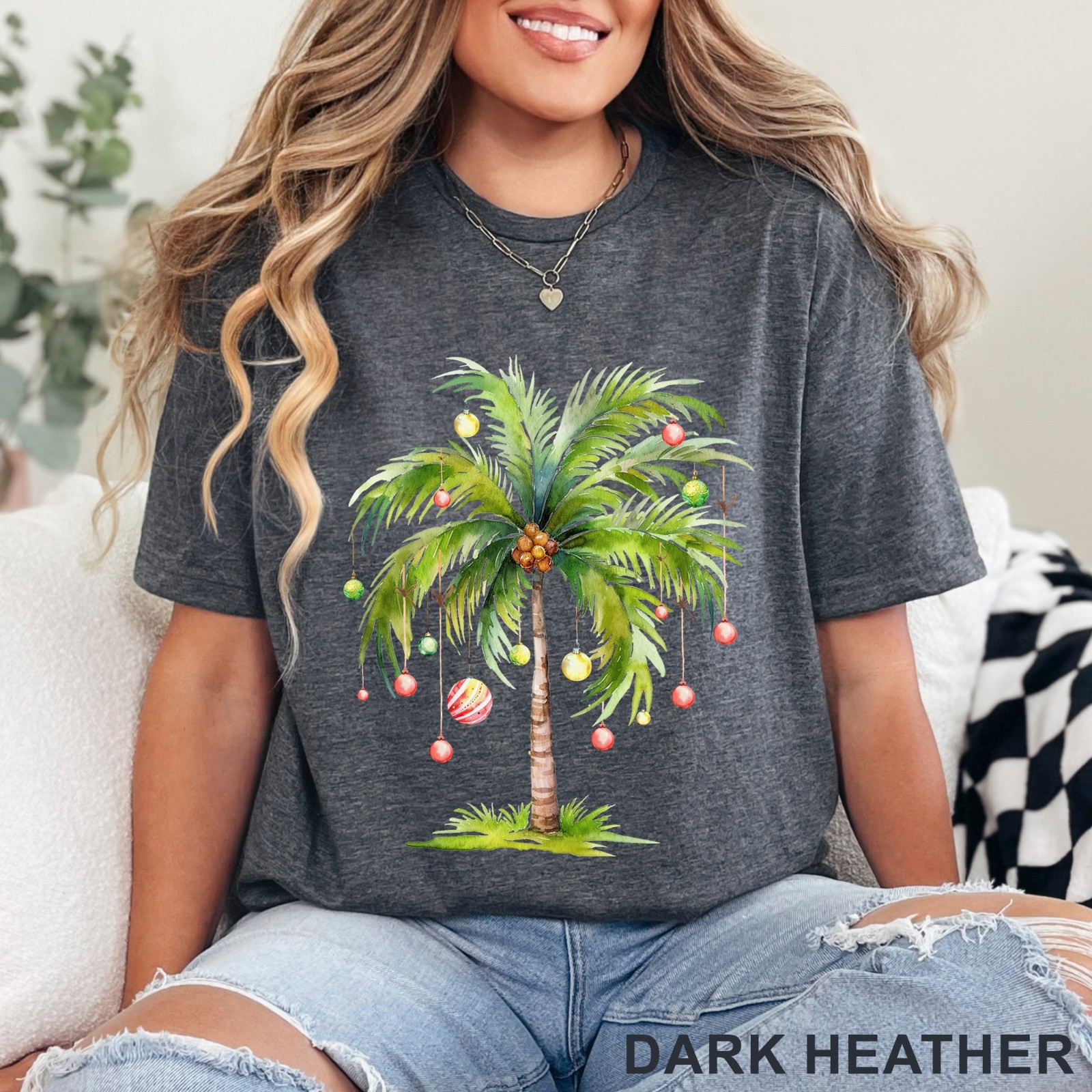 Christmas Palm Tree Shirt, Christmas Tree Tee, Tropical Palm Christmas, 203733