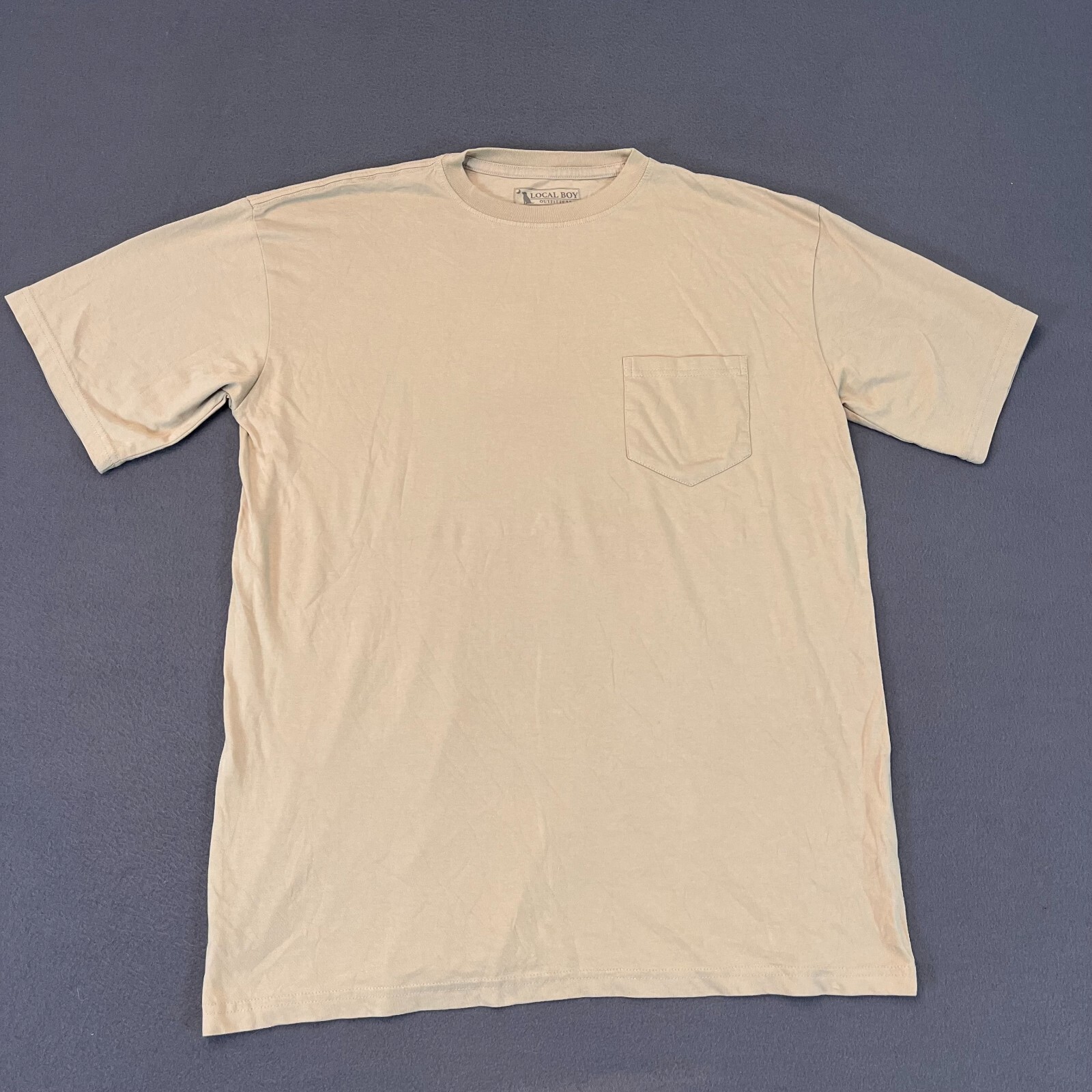 Local Boy Outfitters Men’s XL Short Sleeve Beige T Shirt Chest Pocket Outdoor