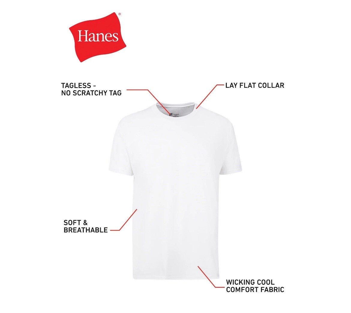 Hanes 2135Z0 T-Shirt for Men, Size L – White