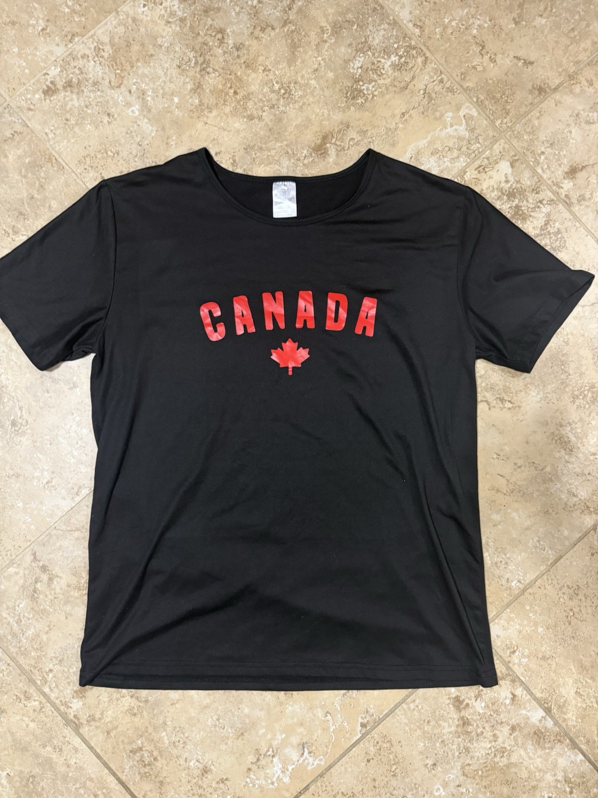 Black Canada Logo Graphic Print T-Shirt M Polyester Elastane Short Sleeve
