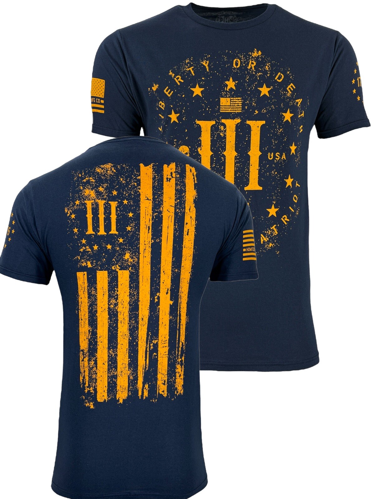 Howitzer Style Men’s T-Shirt PATRIOT Navy Military Grunt MFG S -5XL
