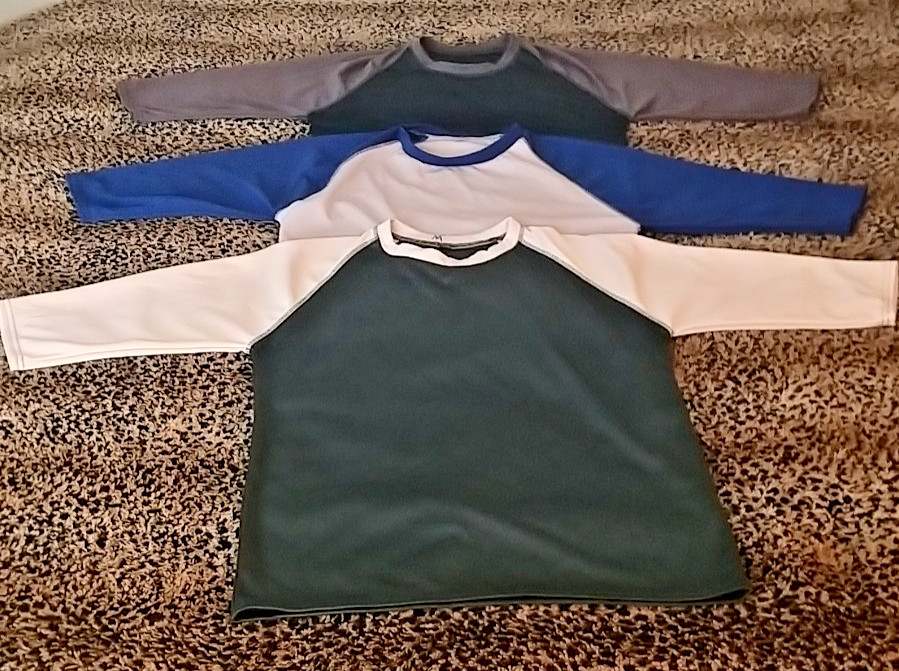 3 Packs Men’s 3/4 Sleeve Crew Neck Raglan Jersey Baseball Tee Shirts Size Large
