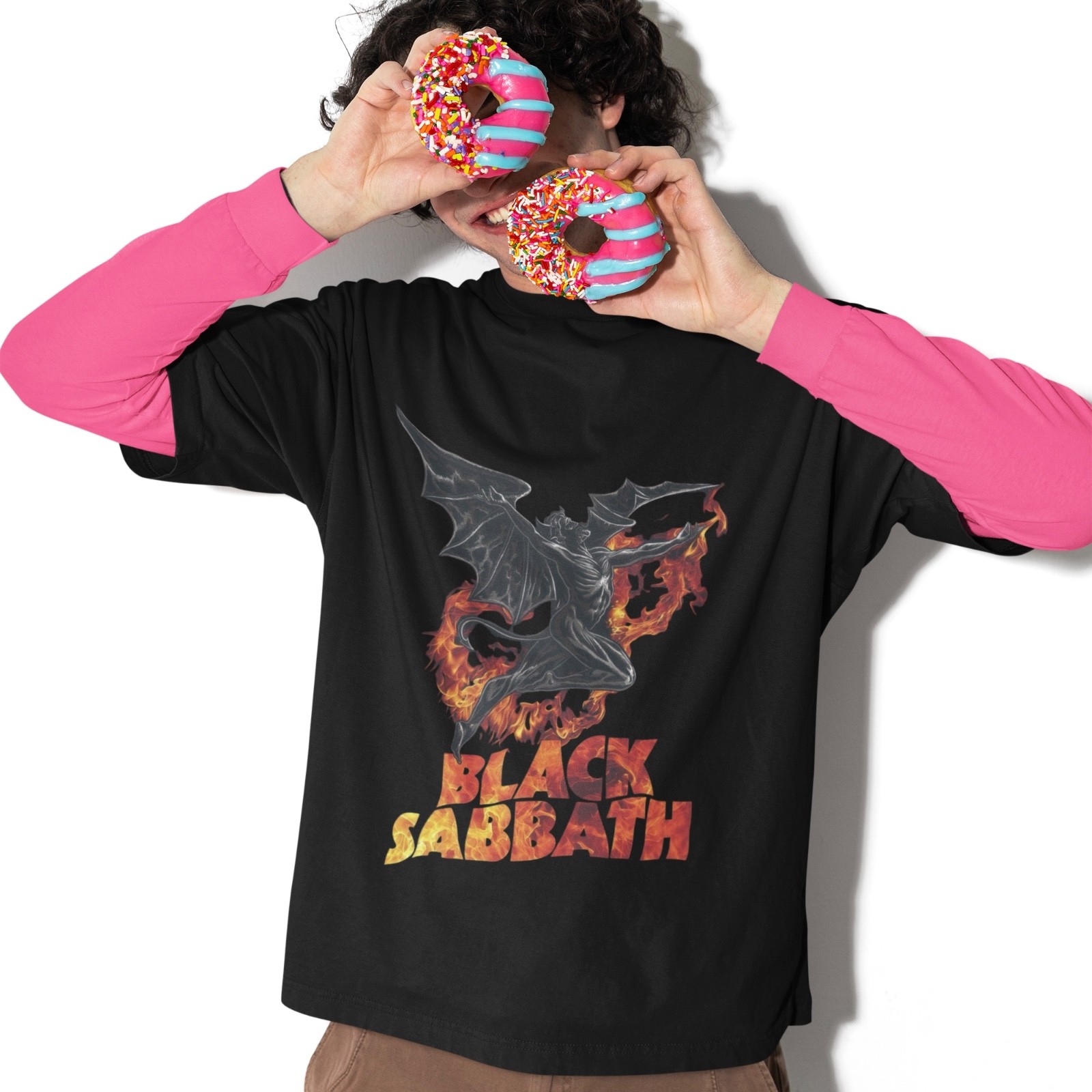 Black Sabbath Band Tee Vintage Devil Demon Fire Graphic Rock Metal Shirt Unisex