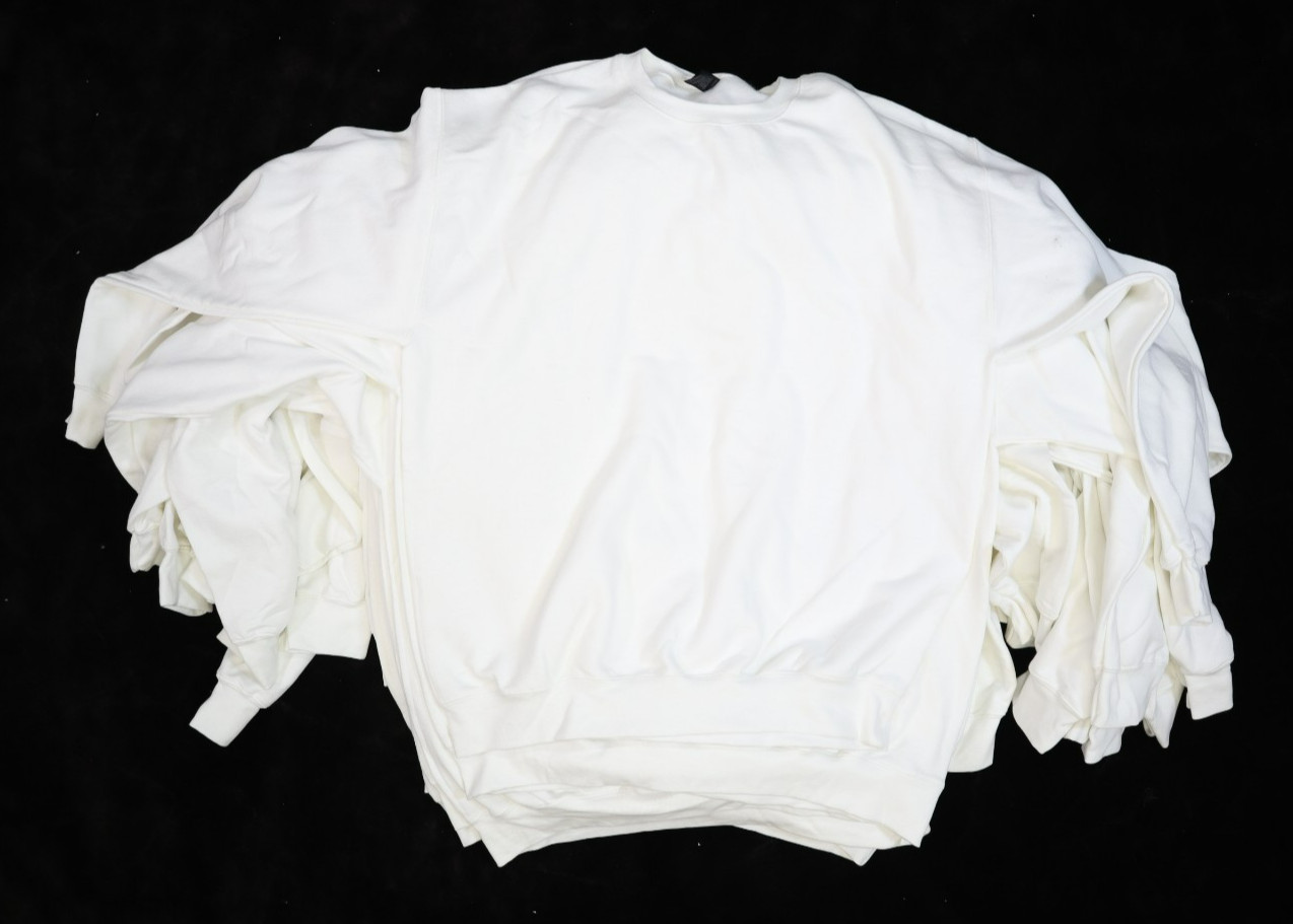 Gildan Heavy Blend Blank Long Sleeve Plain White Sweatshirt Mens Large Lot Of 12