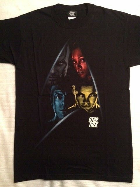 Star Trek 2009 Movie Cast Crew Quinto, Pine, Black T-shirt Official New Unworn