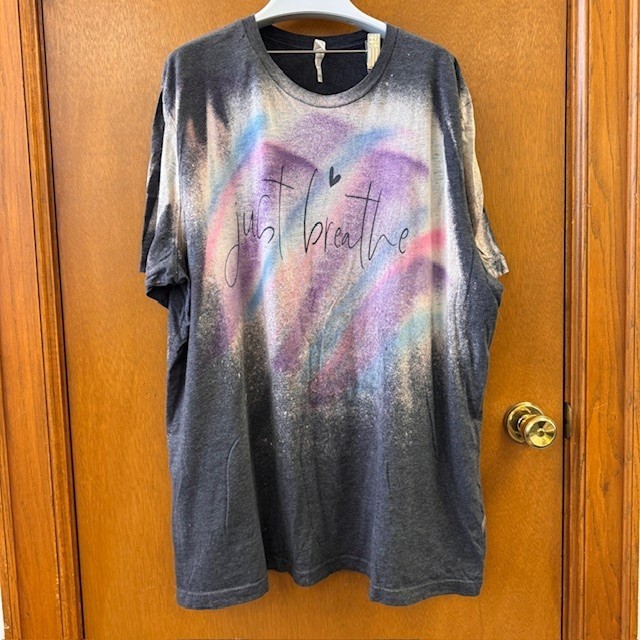 VINTAGE STYLE BLEACH WASH Unisex 3Xl Graphic Tee Just Breathe Self Care Teacher
