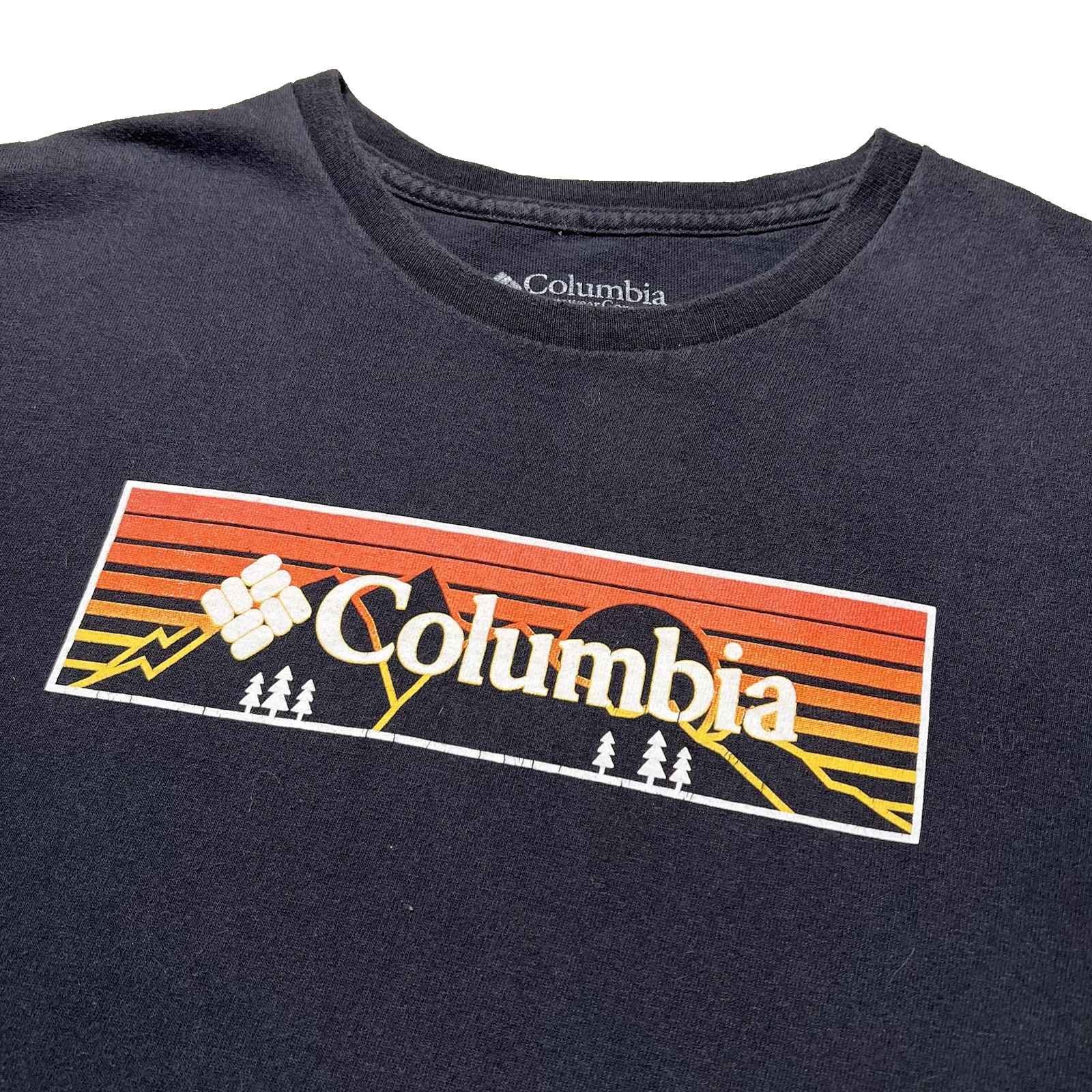 Columbia Sportswear Sunset Box Logo T Shirt Mens XL Black Outdoor Hiking Tee