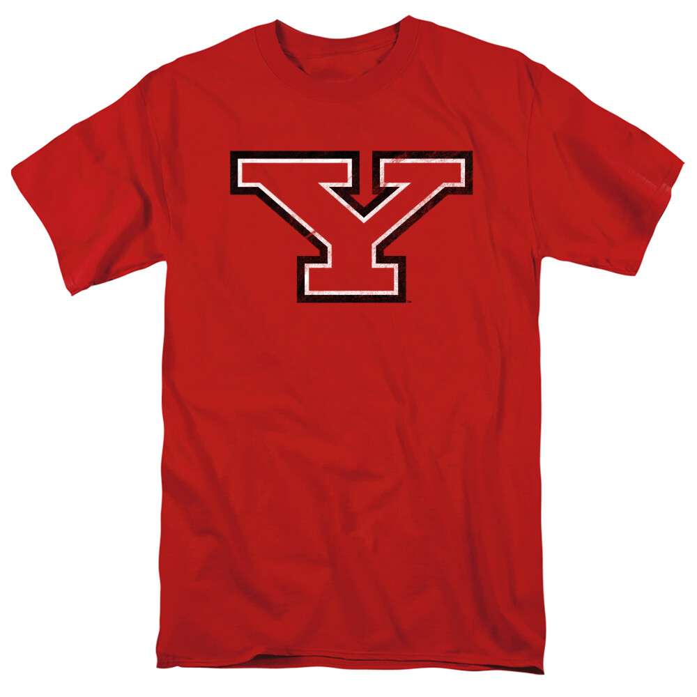 Youngstown State Adult T-Shirt Distressed Primary Logo, Red, S-5XL