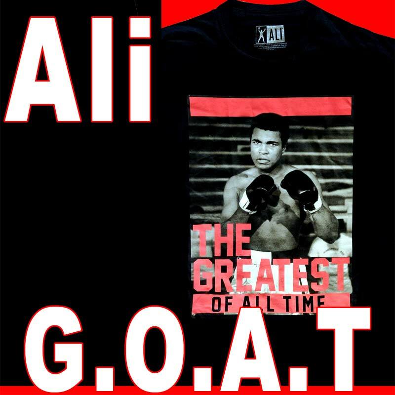 RARE OFFICIAL MUHAMMAD ALI G.O.A.T. T-SHIRT BLACK 100% COTTON BIG 2X 3X 4X 5X