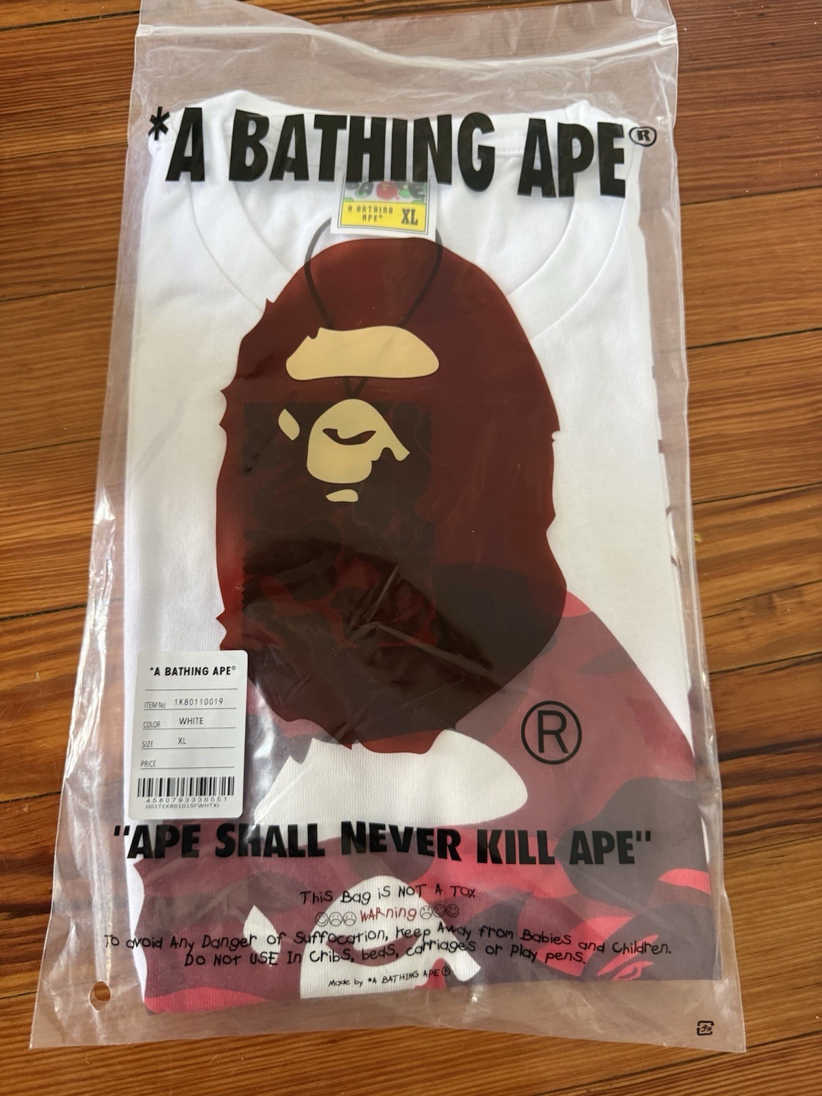 A Bathing Ape BAPE By Bathing Ape Ape Head Logo Graphic Tee White XL