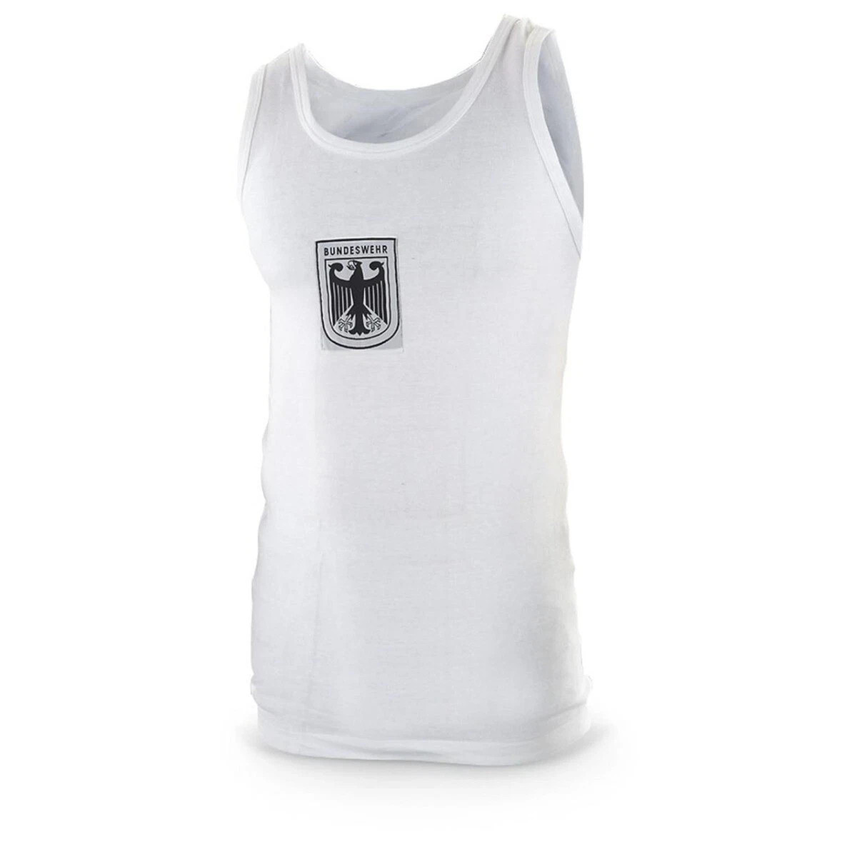 Authentic Germfan Military Bundeswehr Vest Tank Top Jersey White w/ Patch Eagle