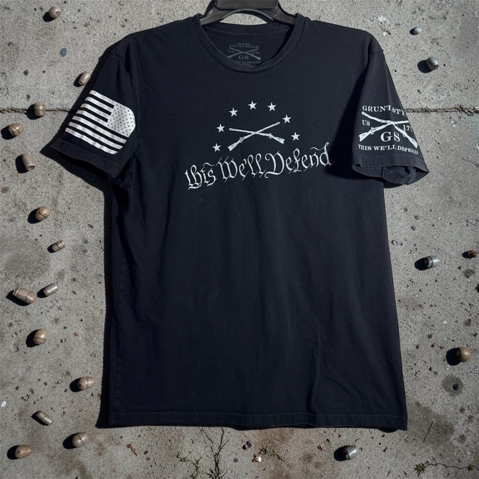 Grunt Style T-Shirt Men’s This We’ll Defend Graphic Tee Black Size XL