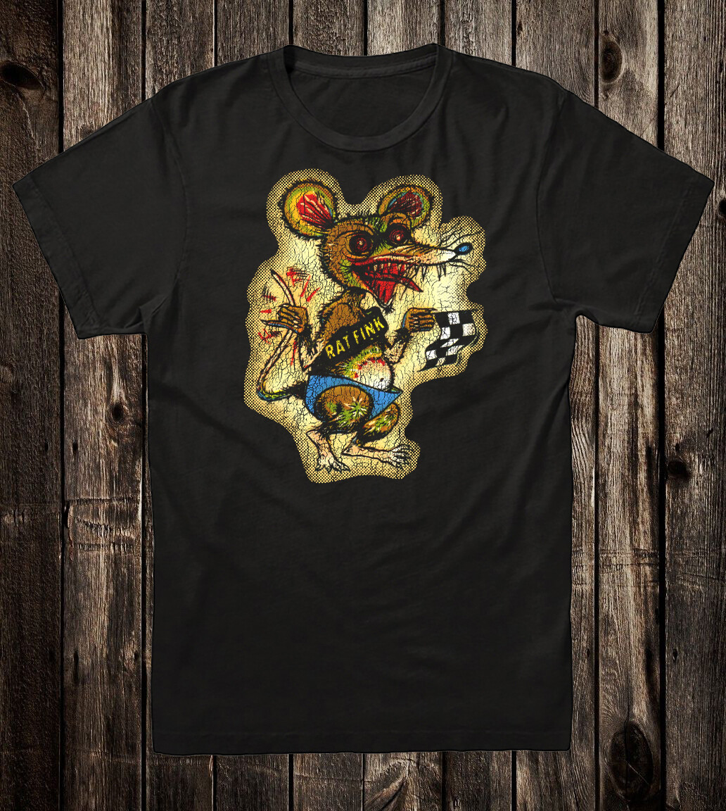 Hot Rod Tee T Shirt Drag Race 100% Cotton Drag Race Rat Impko Fink Racing Flags