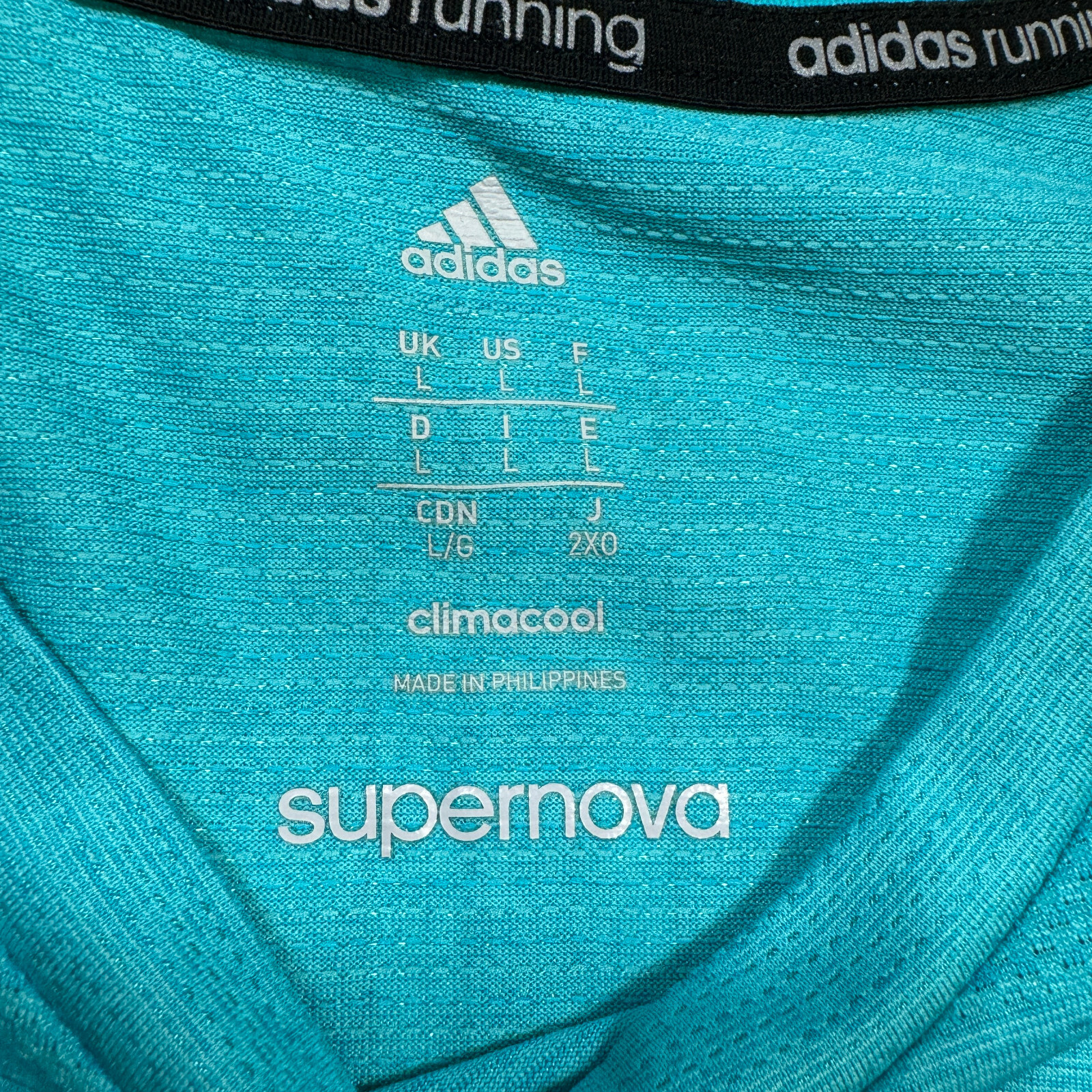 Adidas Running Supernova Men’s Size L Solid Turquoise Stretch Crew-Neck T-Shirt