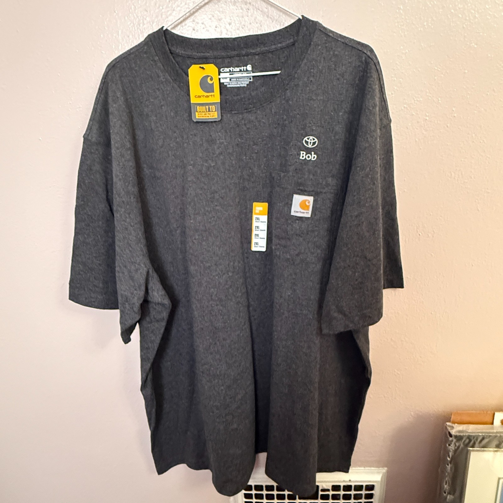 Carhartt Men’s K87-CRH Gray Workwear Short Sleeve T-shirt, Toyota, ‘Bob’ 2XL