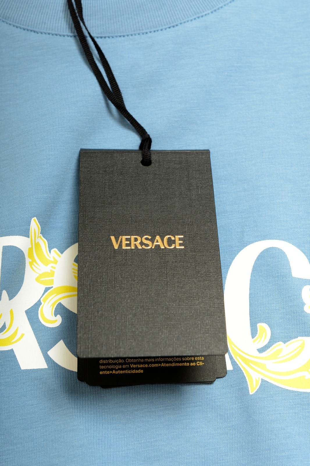 Versace Men’s Logo Print Blue Crewneck Short Sleeve T-Shirt US 2XL IT 56