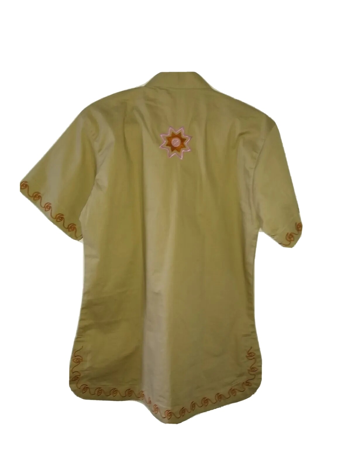 King &Jack Short Sleeve pull On Mixed Top XL Kaki With Embroidered Decorations