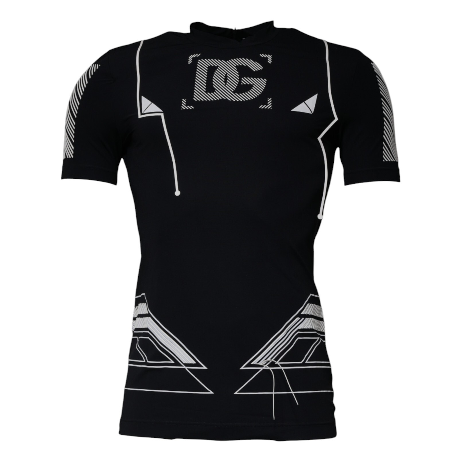 DOLCE & GABBANA T-shirt Black Graphic Print Nylon Crew Neck IT48/US38/M 1050usd