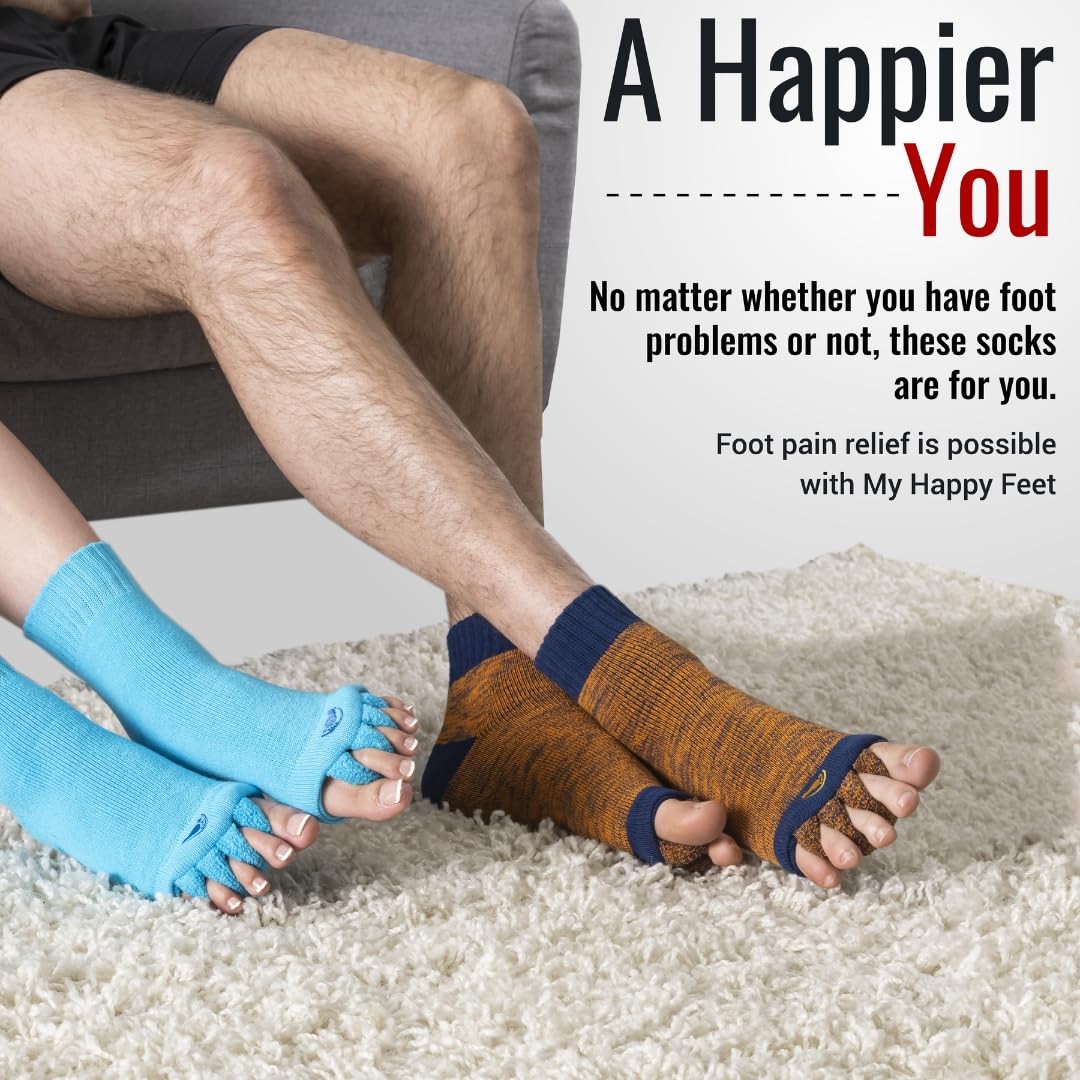 Foot Alignment Socks with Toe Separators for Men or Women | Light Grey Extra …