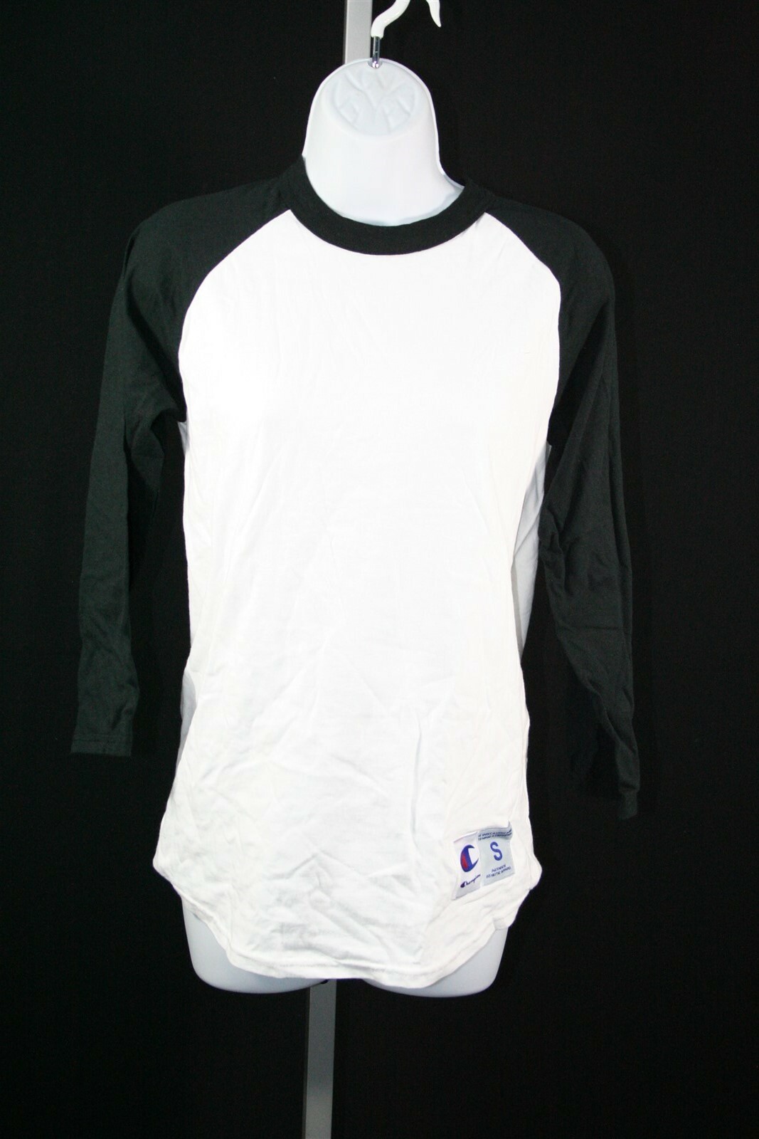 24A27 Champion T137 Authentic Apparel Baseball Tee SM White and Black
