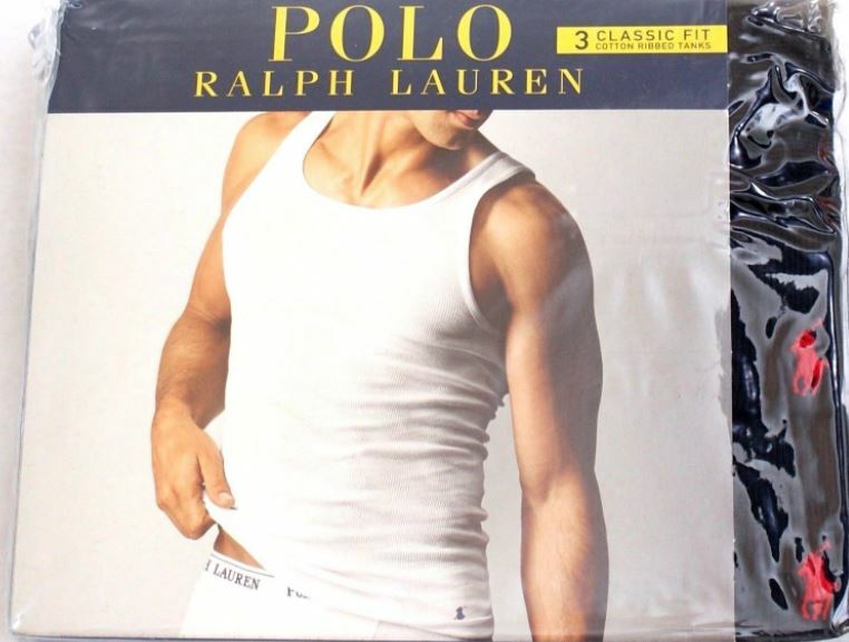 3 BLACK POLO RALPH LAUREN 100% COTTON TANKS T-SHIRTS UNDERSHIRTS S M L XL XXL