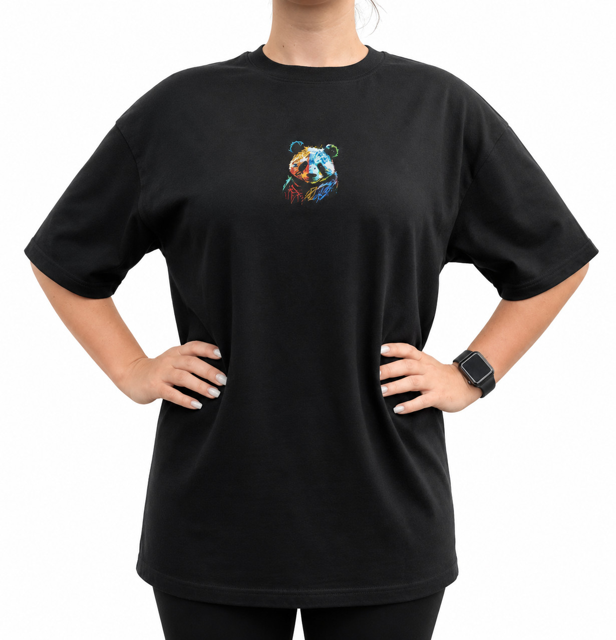 Oversized Panda T-Shirt Cute Kawaii Graphic Tee Unisex Funny Streetwear Black