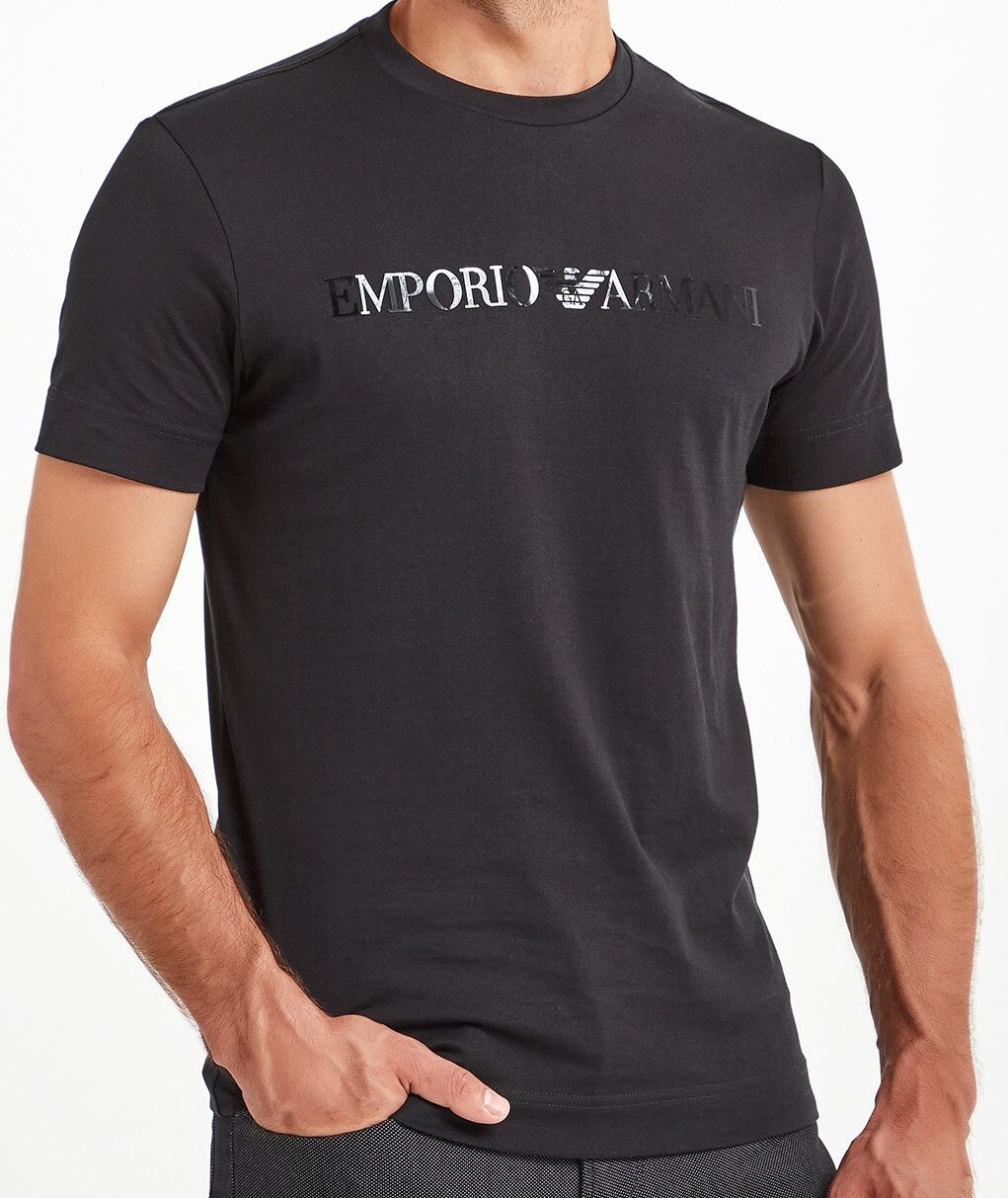 Emporio Armani Black Men’s cotton T-Shirt EA Glossy print,Size M*L*XL*2XL,3XL