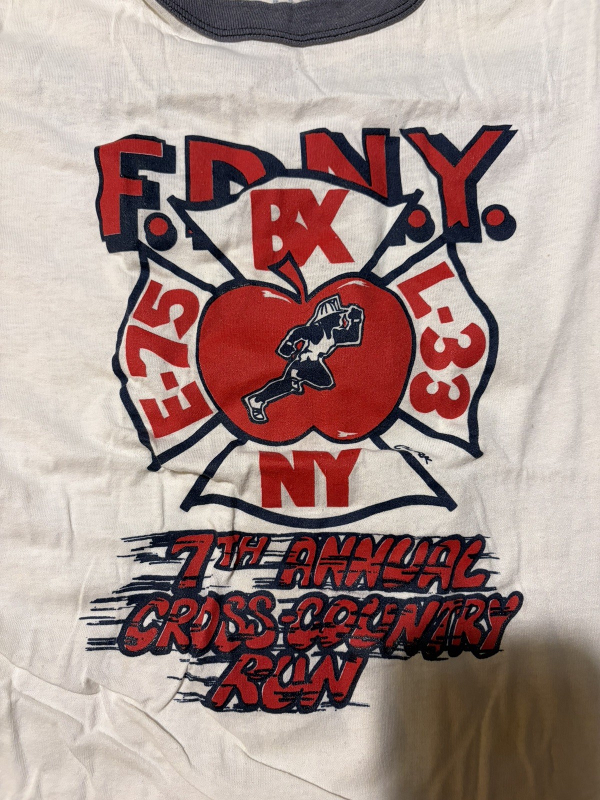 Vintage FDNY Fire Dept T Shirt XL 1980s cross country run
