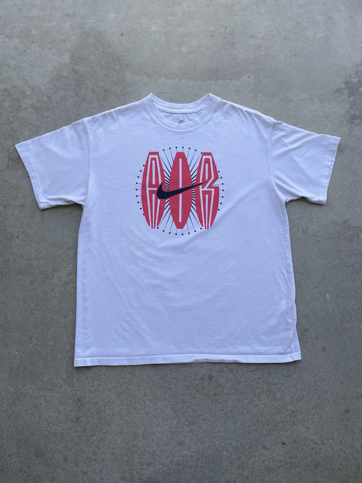 Nike Air Graphic Tee Shirt Mens Large White/Red With Swoosh Y2K