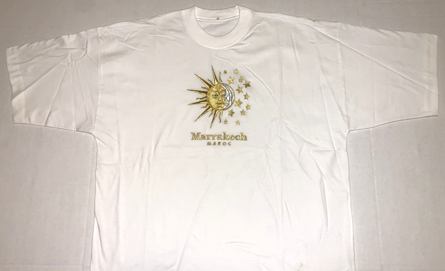 Rare Vintage 2000s Marrakech Maroc Marrakesh Morocco Embroidered T-Shirt New! LG