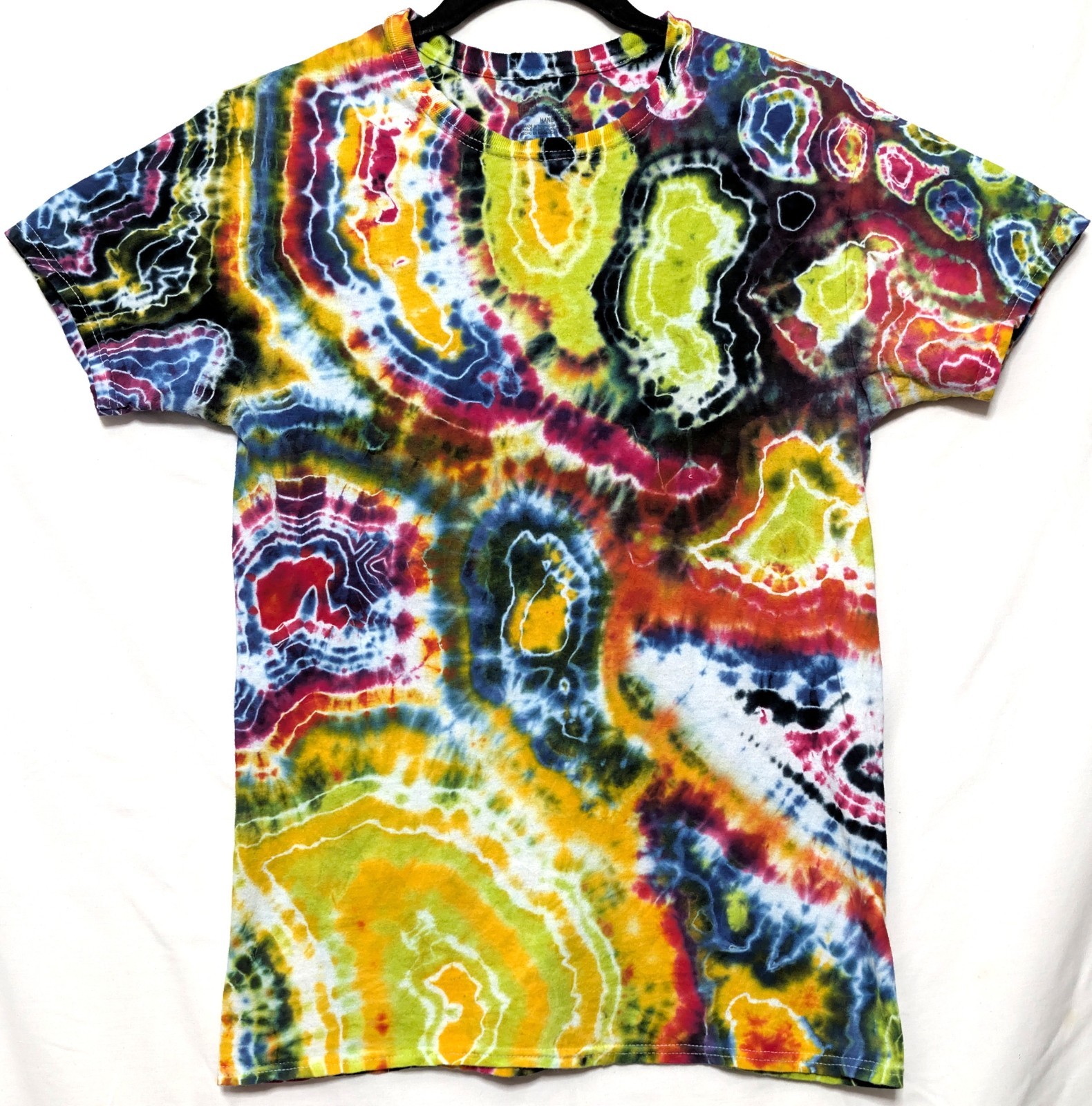 Handmade Tie Dye Multicolor Rainbow Geode Pattern Small Shirt 17″ W X 26.5″ L
