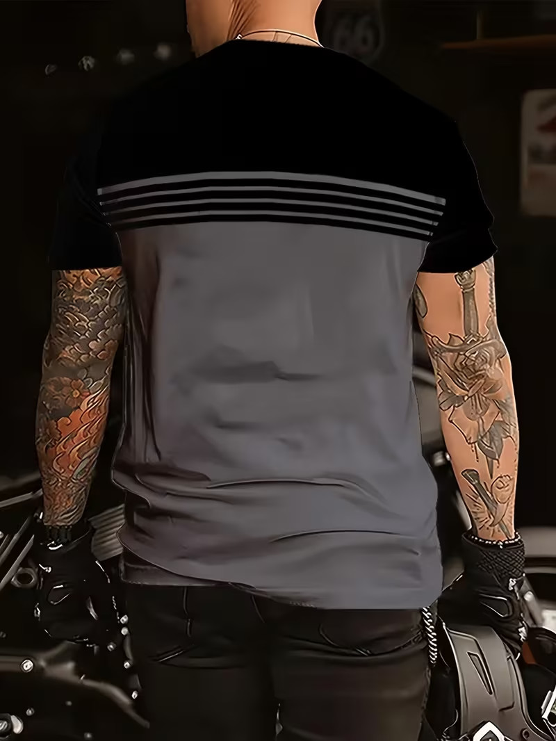 Men’s 3PCS Striped T-Shirts Short Sleeve Crew Neck Casual Summer Tees