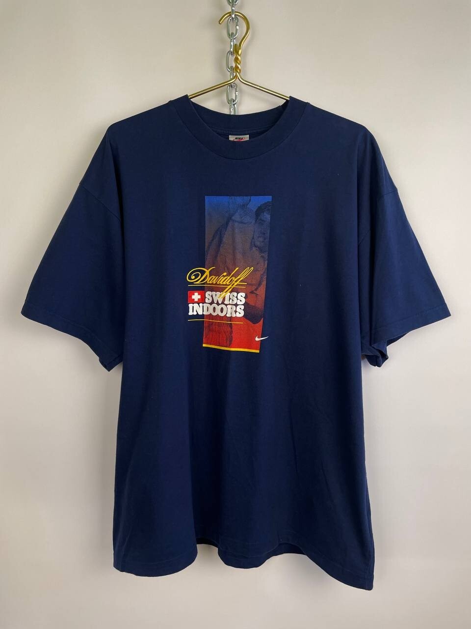 Nike Davidoff Swiss indoors tennis vintage 90s t-shirt blue XL